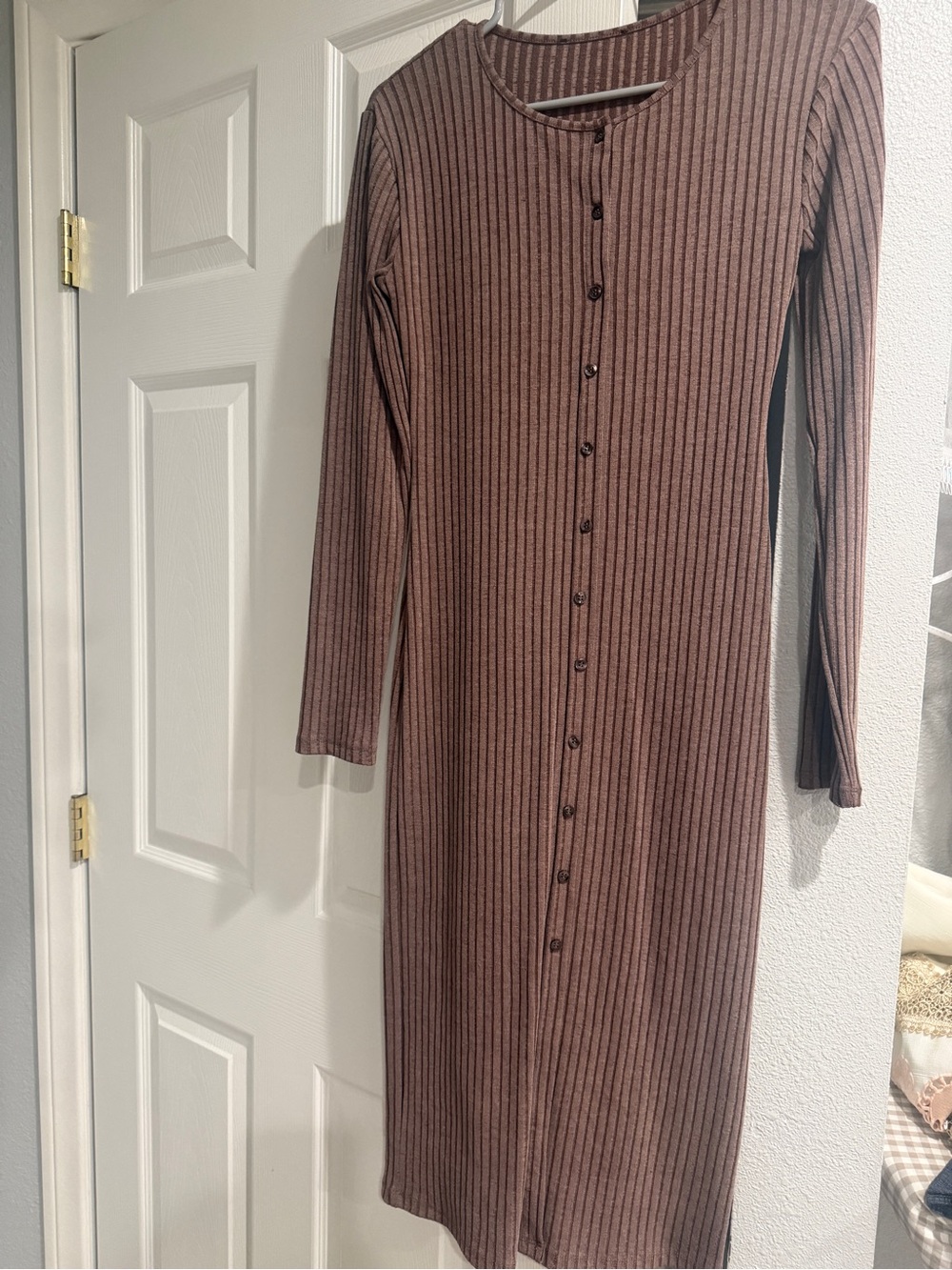 Ribbed Button-Front Long Sleeve Zara Dress